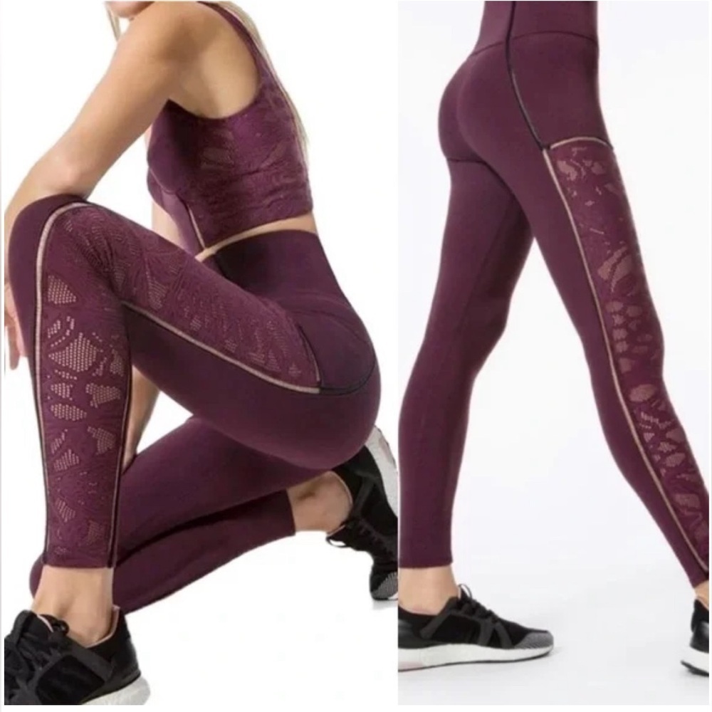Jonathan Simkhai X Carbon38 Lace-Up Leggings Burgundy Small